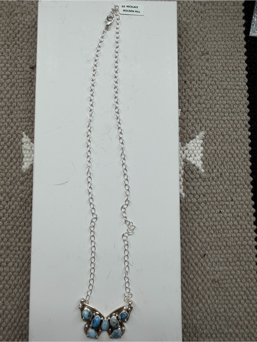Golden hill turquoise sterling silver butterfly necklace
